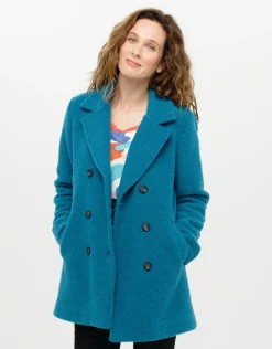 Caban laine bleu canard