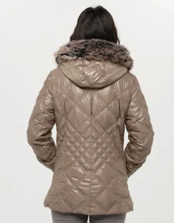Doudoune beige capuche