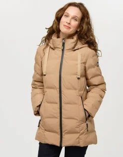 Doudoune longue camel