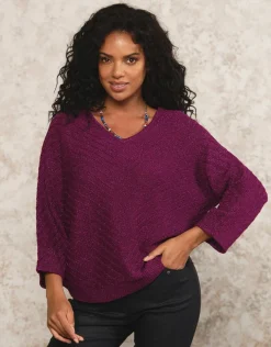 Pull ample irisé violet