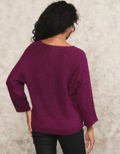 Pull ample irisé violet