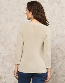Pull beige maille ajourée