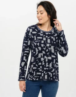 Pull bicolore à motifs