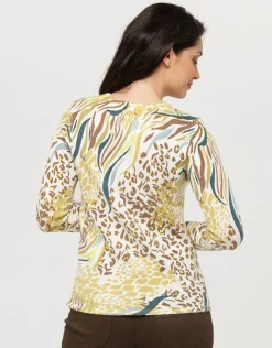 Pull blanc à motifs