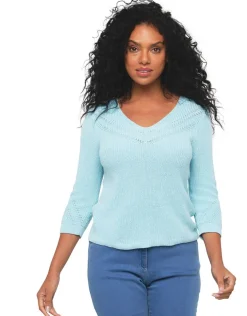 Pull bleu ciel irisé