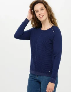 Pull bleu marine rayures