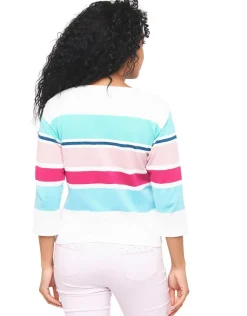 Pull marinière bleu rose