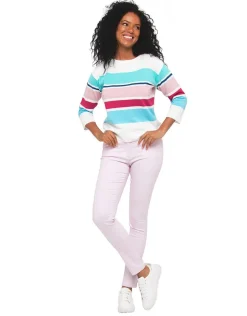 Pull marinière bleu rose