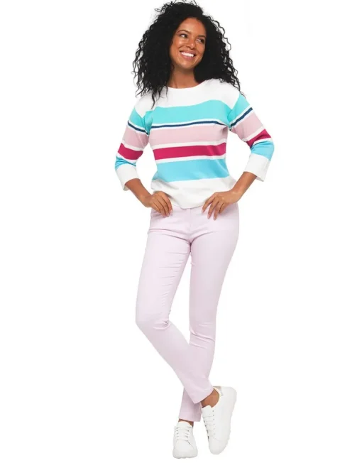 Pull marinière bleu rose