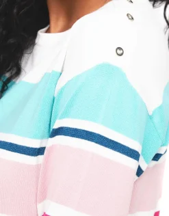 Pull marinière bleu rose