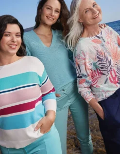Pull marinière bleu rose